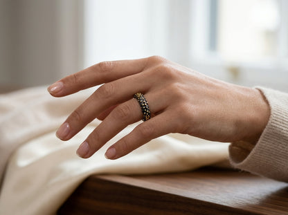 Black & Gold Studded Statement Ring