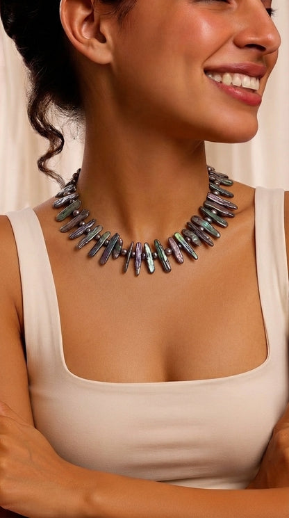 Baroque Black Freshwater Pearl Necklace