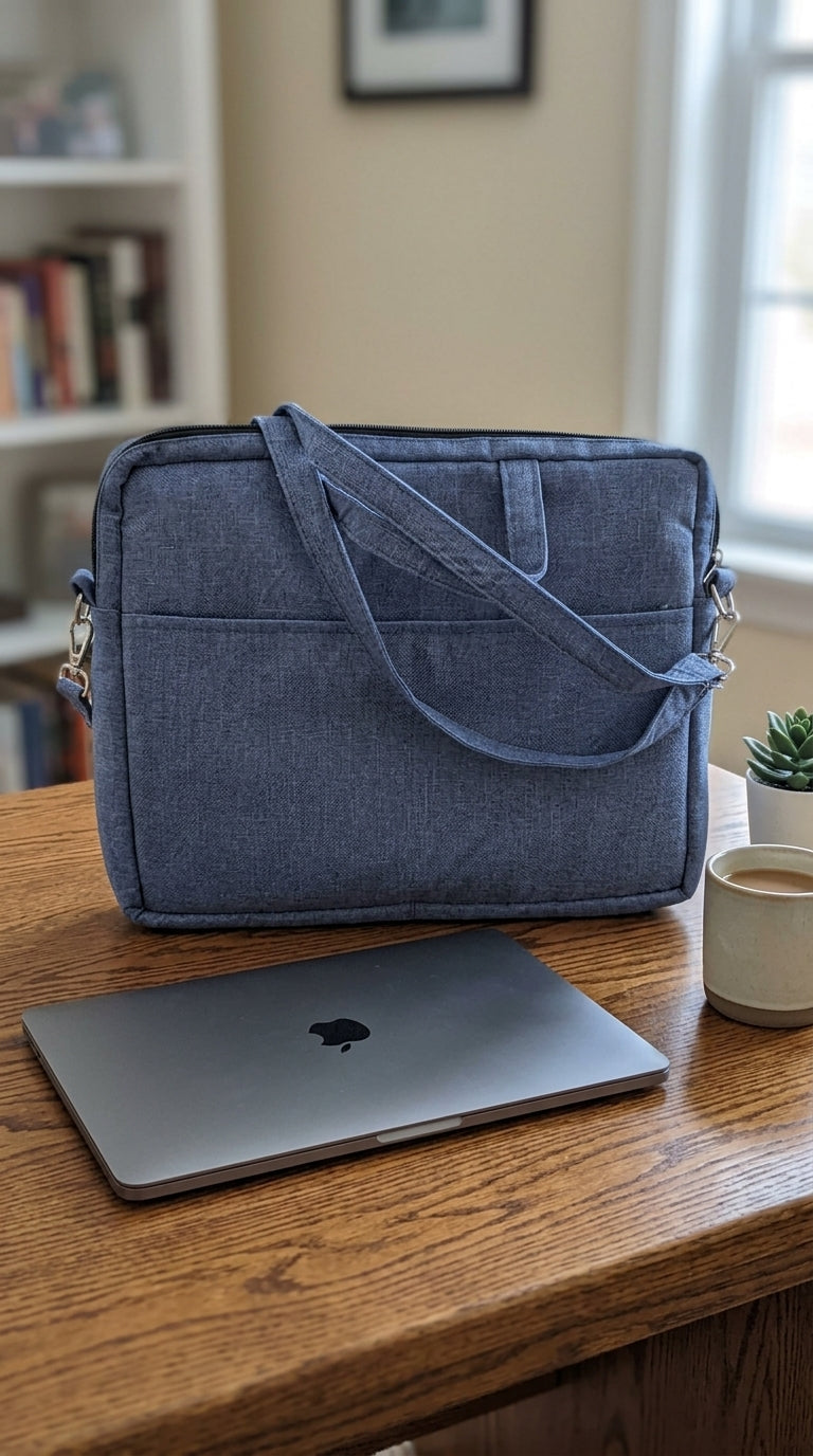 Embroidered Tatreez Laptop Bag - Blue