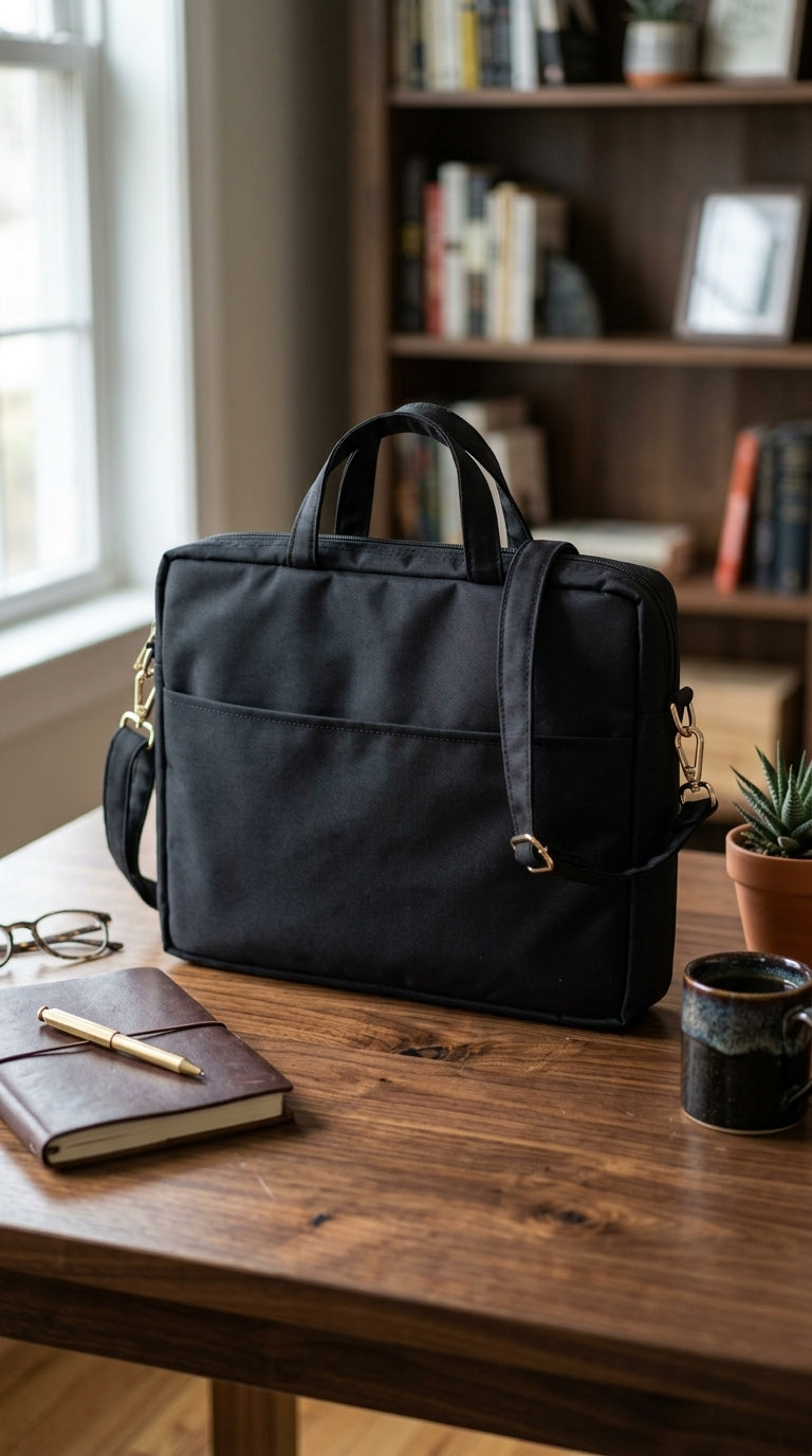 Embroidered Tatreez Laptop Bag - Black