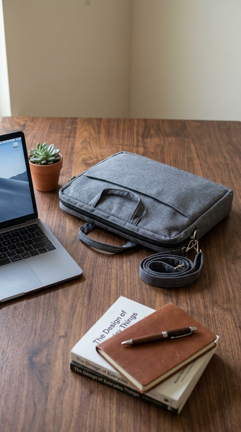 Yara Design Embroidered Tatreez Laptop Bag - Charcoal Grey