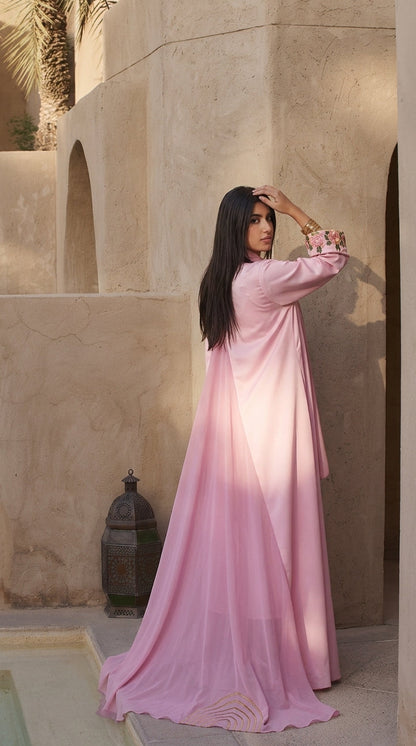 The Pink Embroidered Flow Abaya
