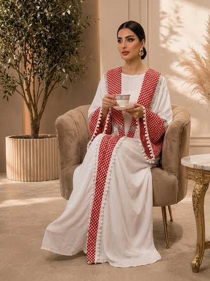 The Nashmiyya Shmagh-Inspired White Abaya
