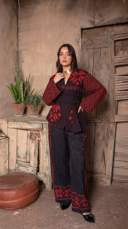 Geometric Knitted Kimono Set
