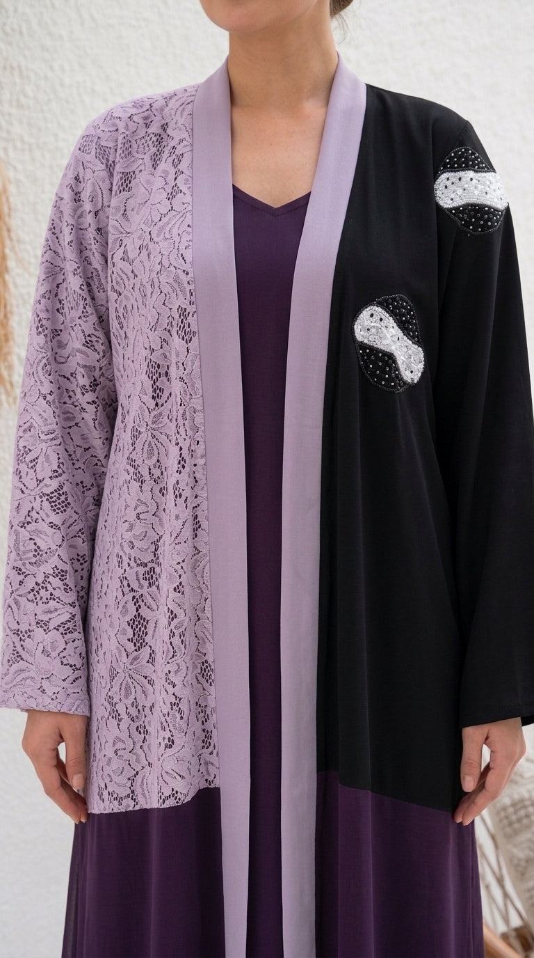 open deep purple abaya