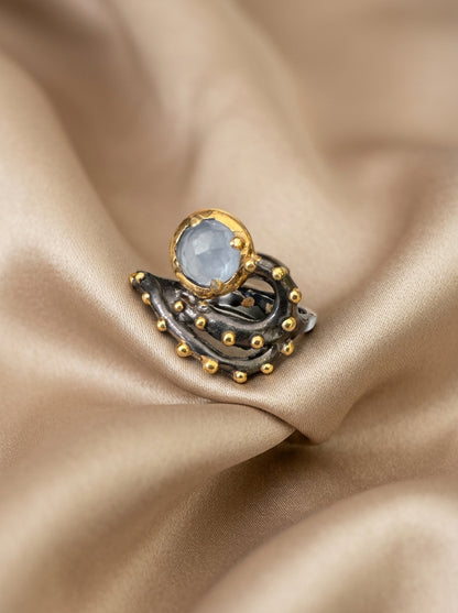 Golden Beaded Twist Ring