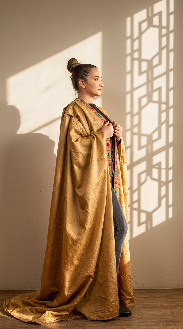 عباية Royal Artisan تافتا ذهبية مجعدة – Ward