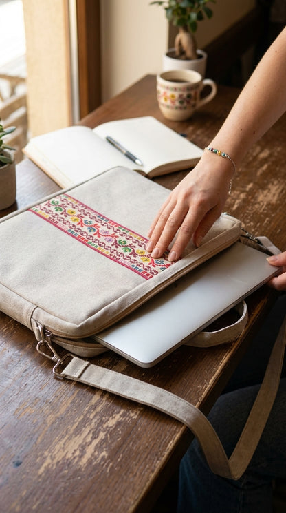 Yara Designs Embroidered Tatreez Laptop Bag