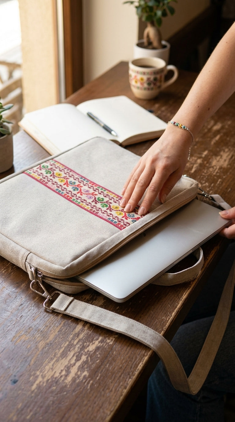 Yara Designs Embroidered Tatreez Laptop Bag
