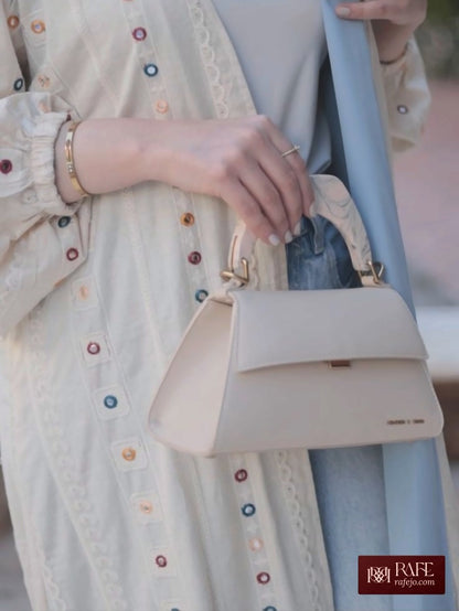 Beige Abaya with Celestial Blue Panel
