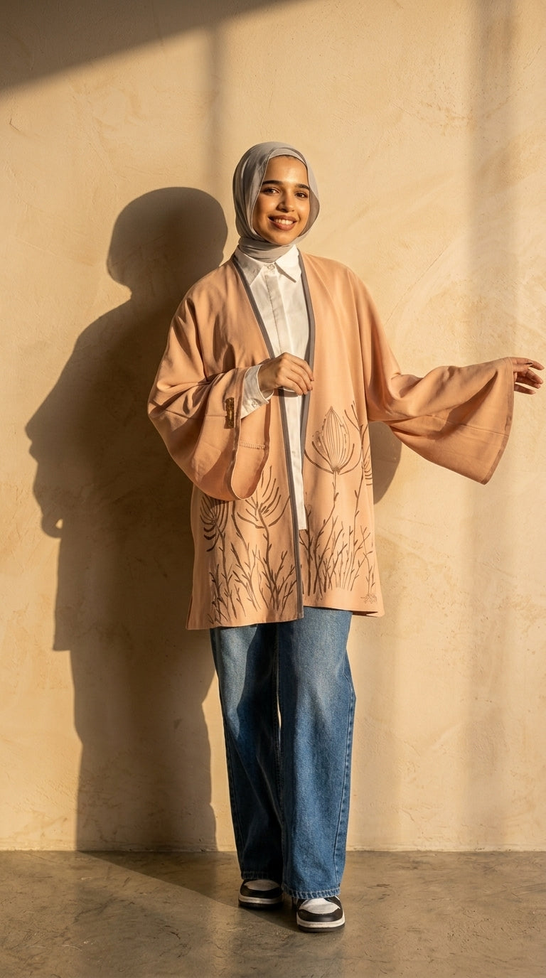 Hand-Painted Linen Crop Jacket