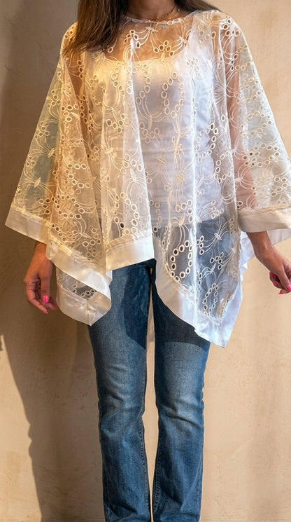 The White Embroidered Chiffon Shawl