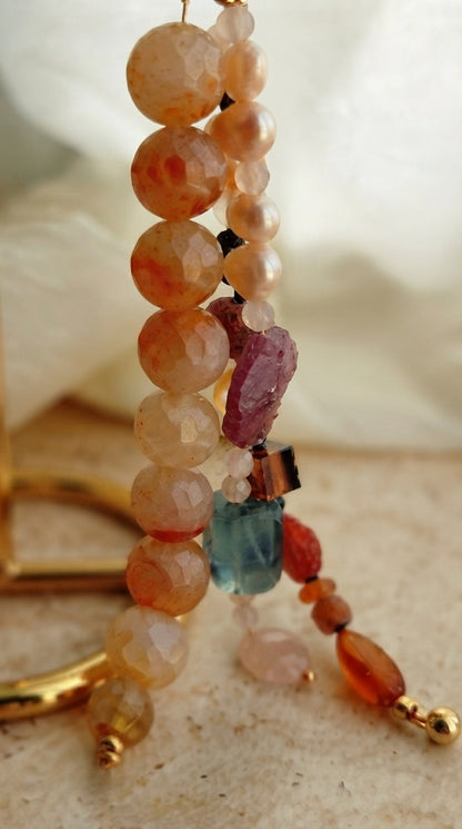 Handmade multicolored agate stones charm