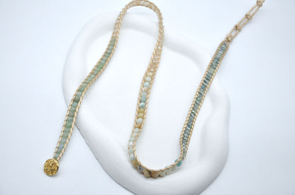 Two beaded necklaces on a white background
