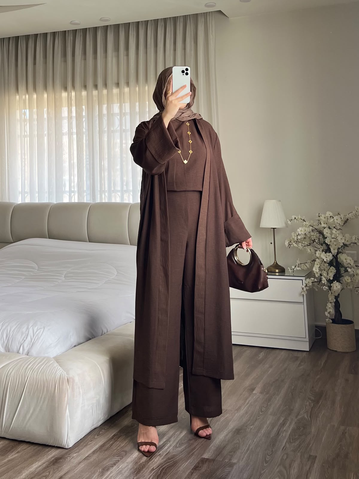 Brown color Elegance 3-Piece Modest Set