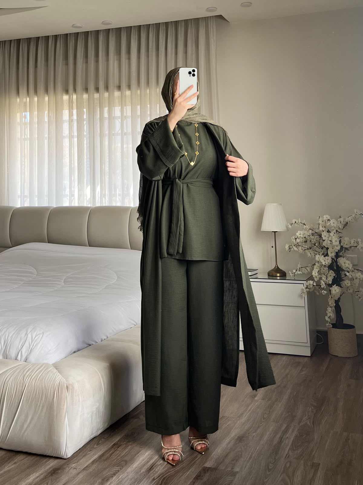 Olive Elegance 3-Piece Modest Set