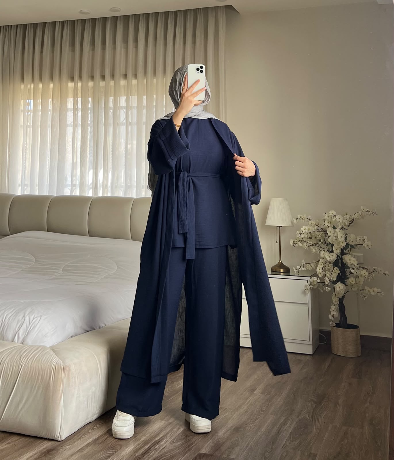 navy blue color Elegance 3-Piece Modest Set