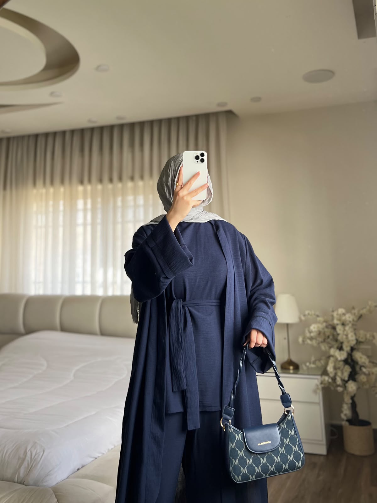 navy blue color Elegance 3-Piece Modest Set