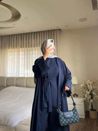 navy blue color Elegance 3-Piece Modest Set