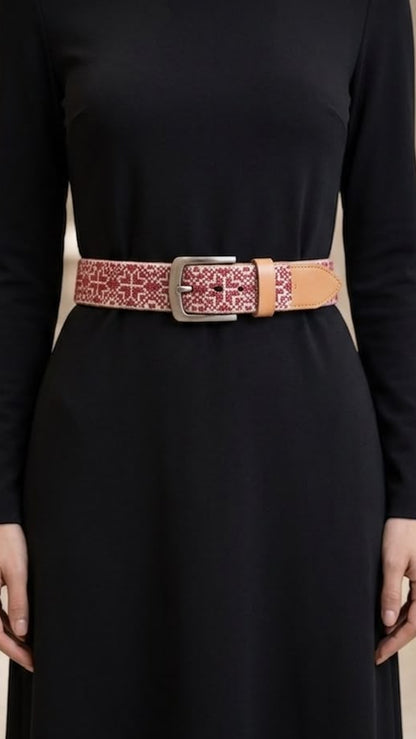 Hand-Embroidered Genuine Leather Belt
