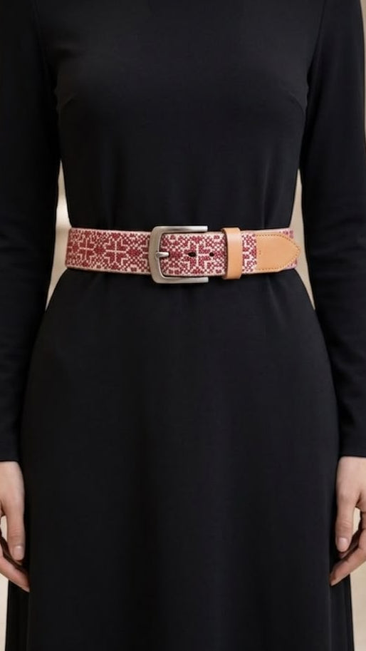 Hand-Embroidered Genuine Leather Belt