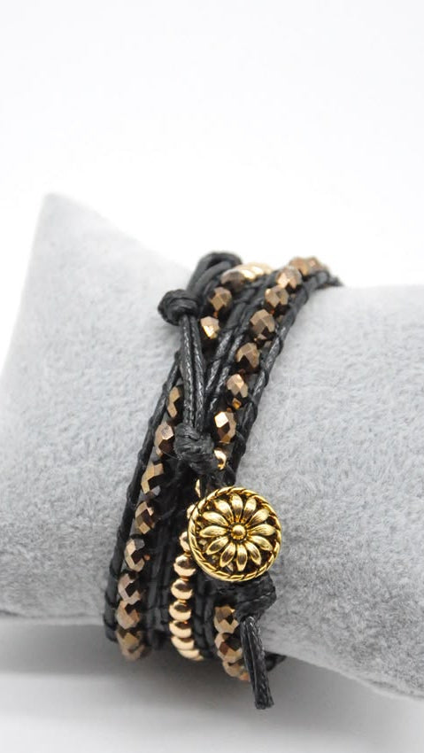 Women’s 3-Strand Wrap  Bracelet with Crystal Beads