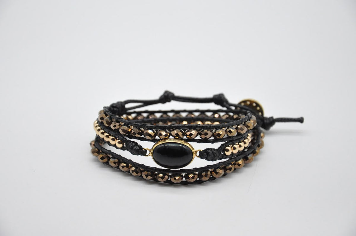 Women’s 3-Strand Wrap  Bracelet with Crystal Beads