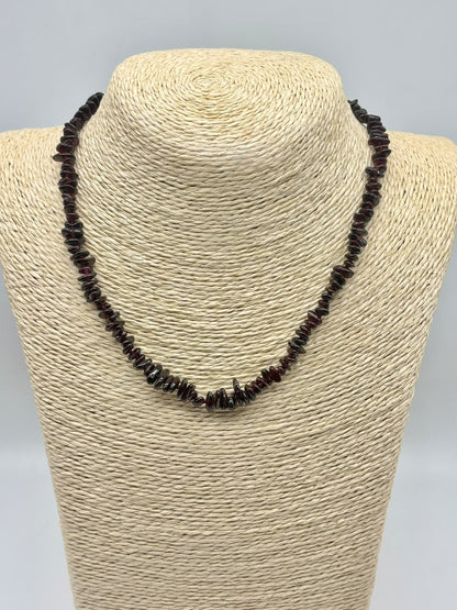 Women's Knotted Necklace with Red Garnet Stone Beads