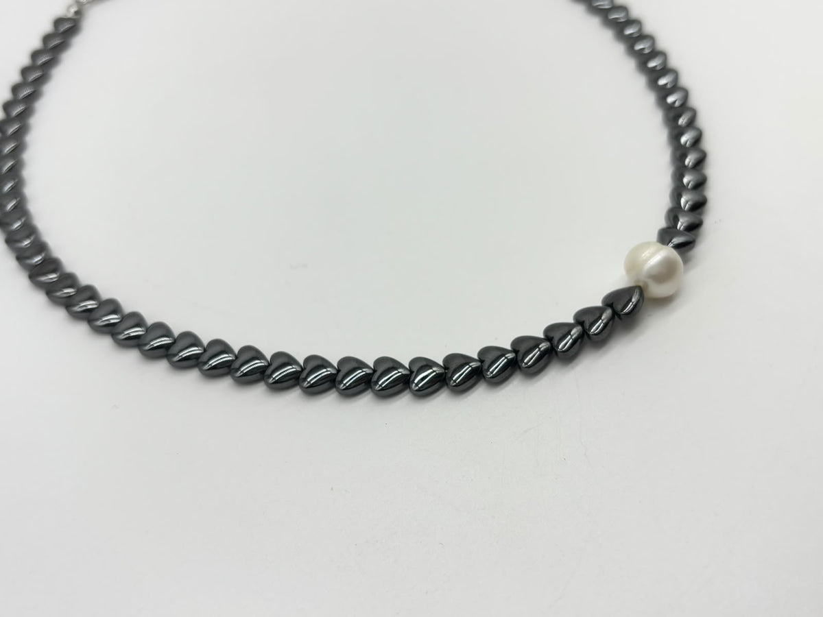 Women's Grey Hematite Stone Beaded Necklace
