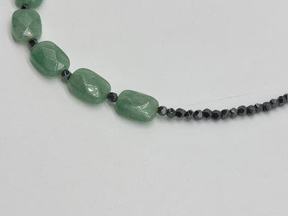 Women's Grey Hematite and Green Aventurine Beaded Necklace