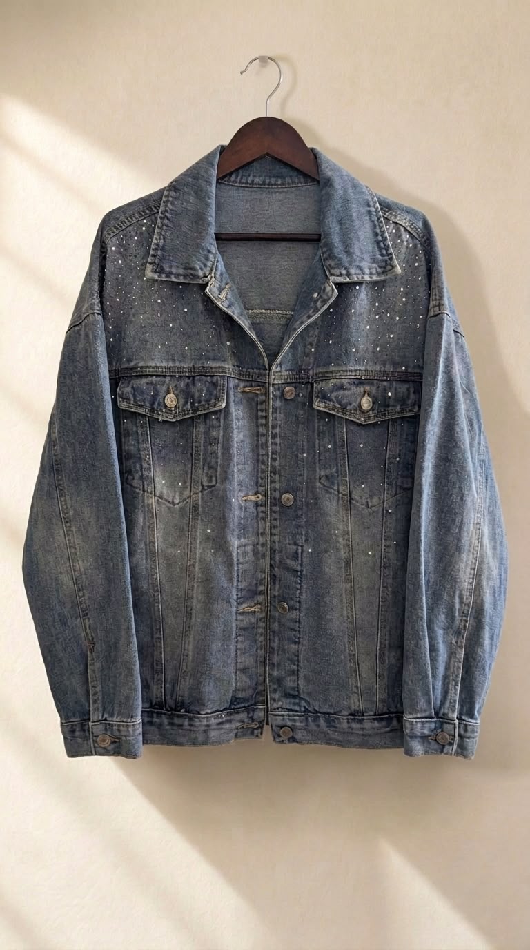 Beaded Leaf Denim Jacket