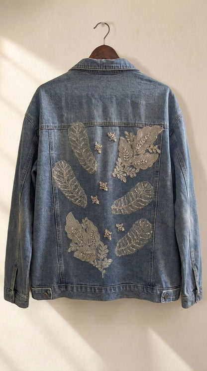 Beaded Leaf Denim Jacket