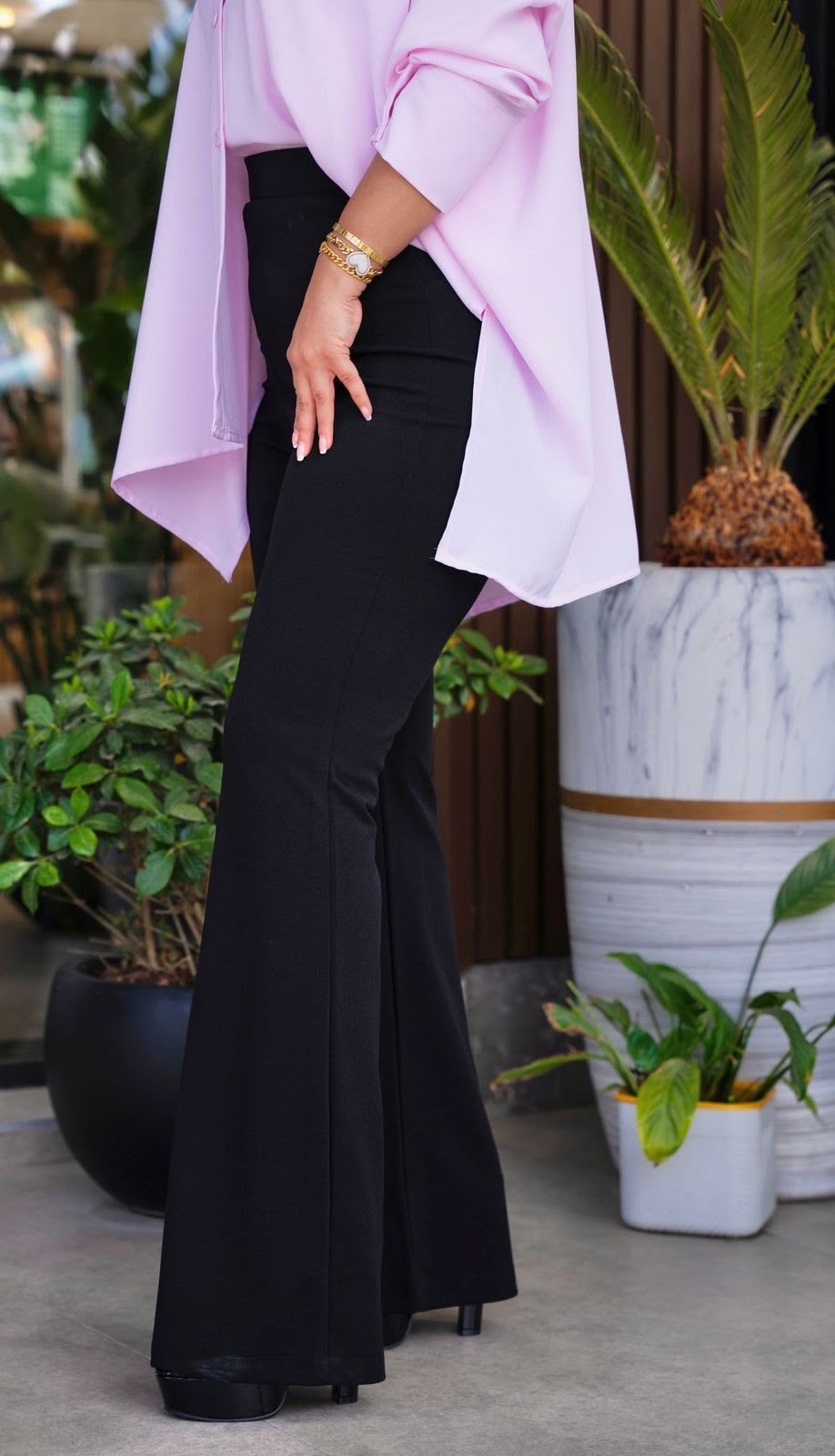High-Waisted Wide-Leg Tailored Trousers