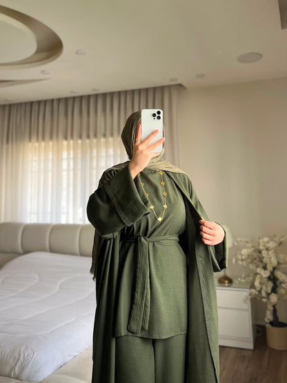 Olive Elegance 3-Piece Modest Set