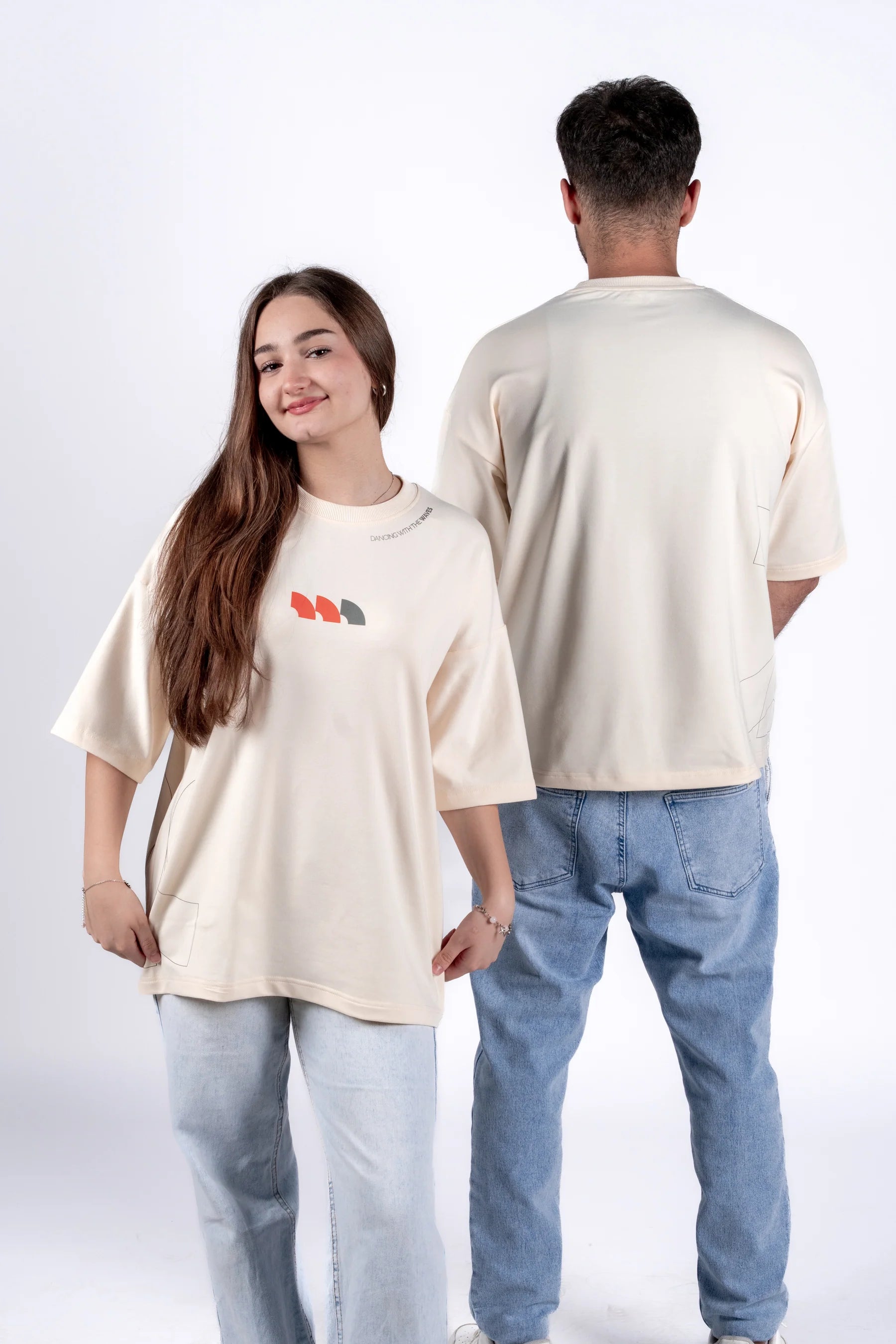 Oversized "Dancing With The Waves" Creamy Unisex T-Shirt
