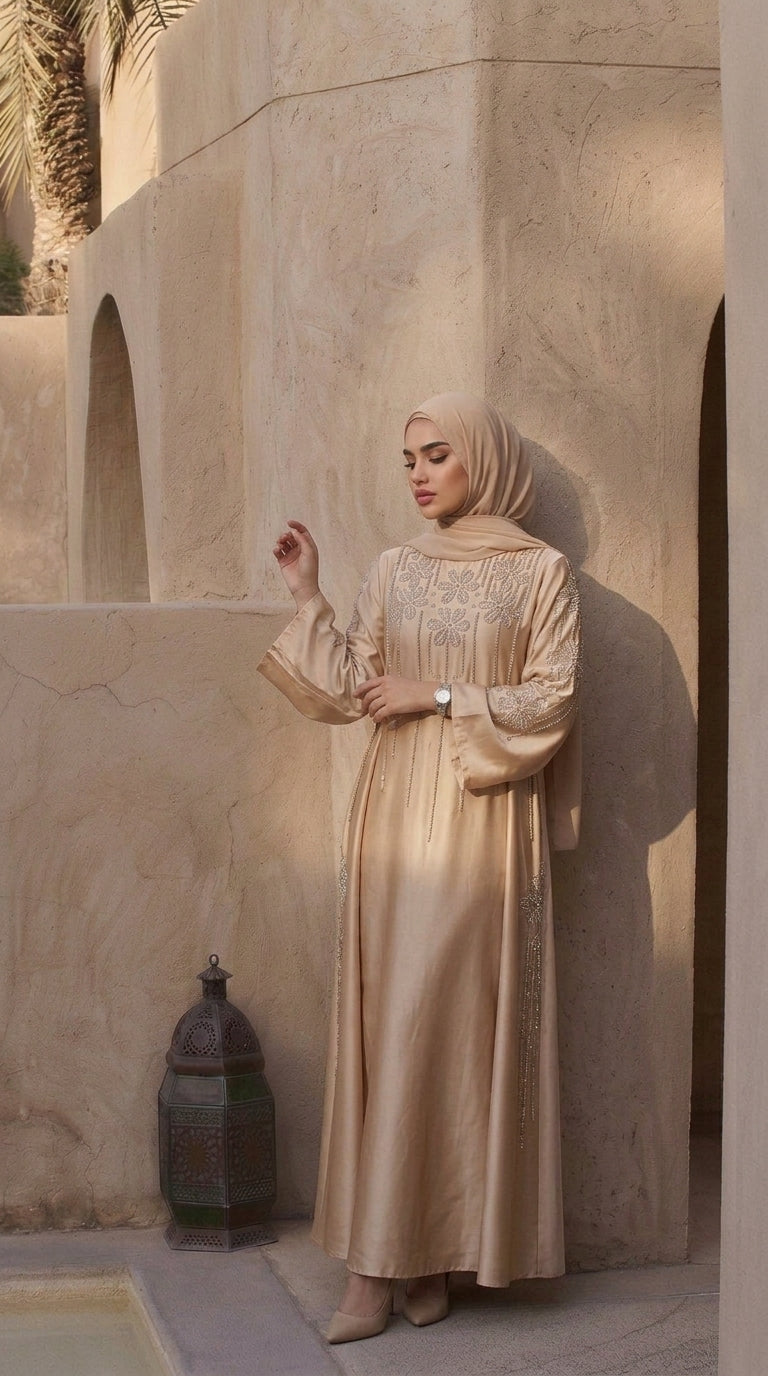 Elegant Sequin-Embellished Luxe Abaya