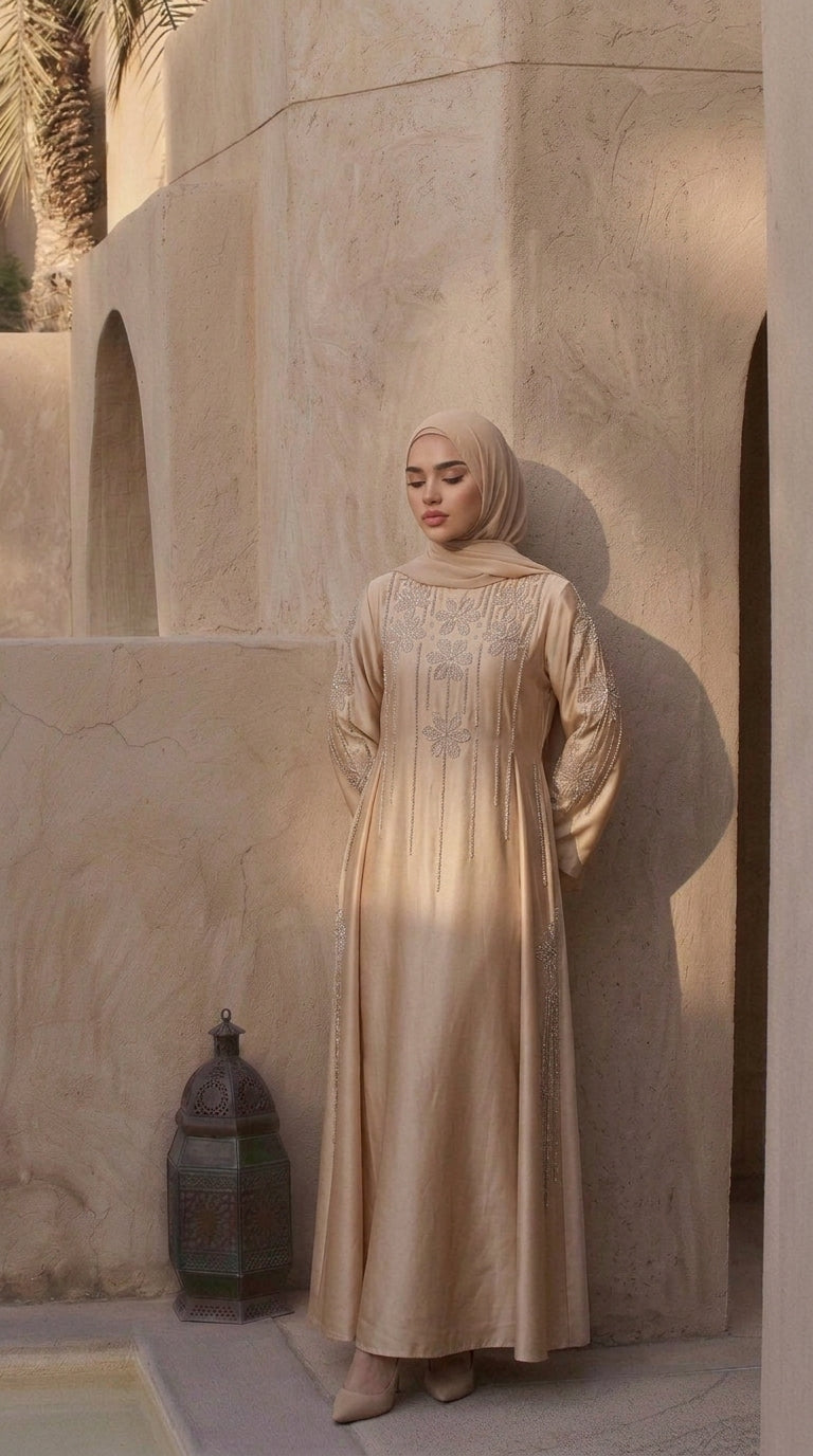 Elegant Sequin-Embellished Luxe Abaya