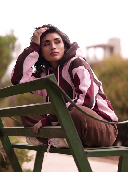 MOG Hoodie in Cherry Cola, worn