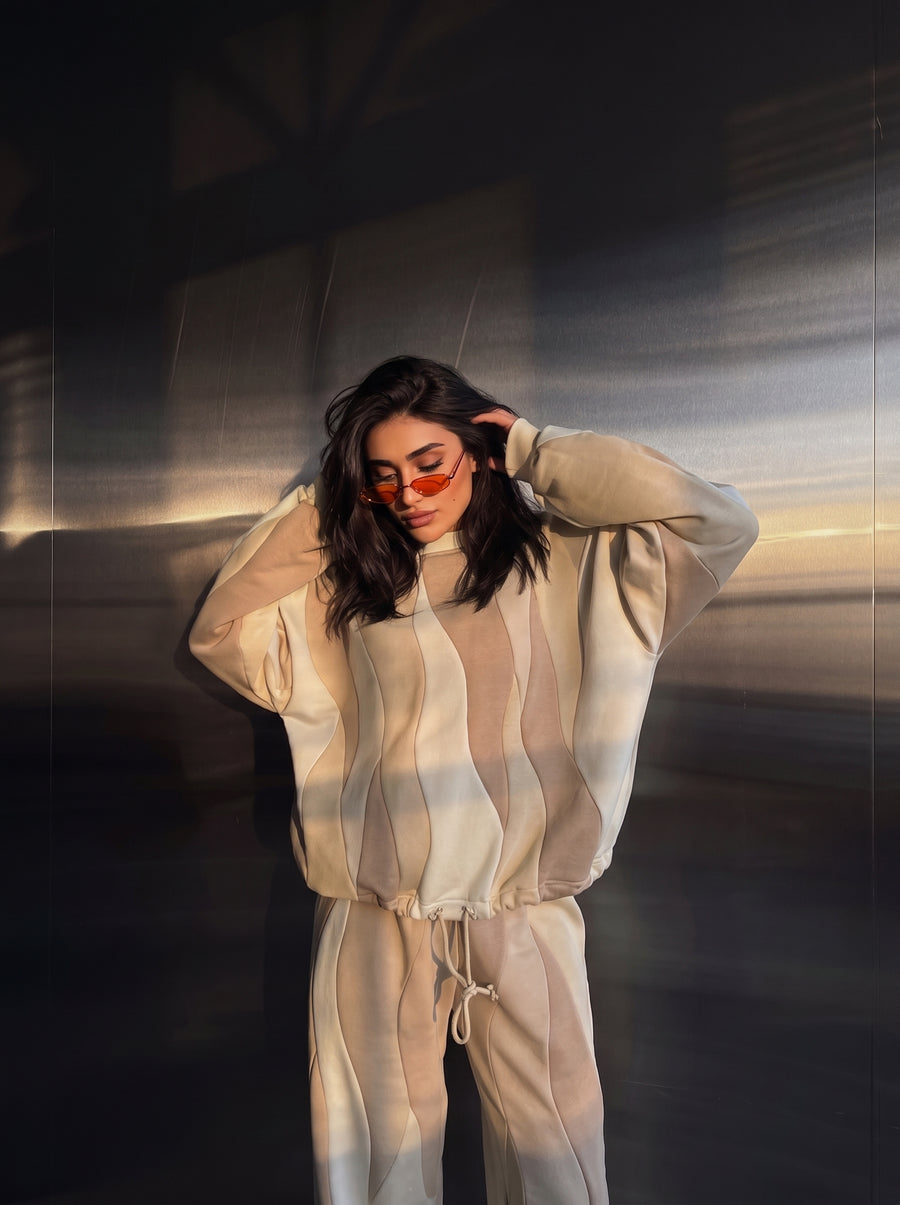 MOG Hoodie in Sand Dune, worn