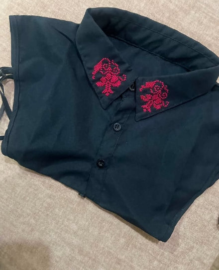 Black Embroidered Collar Shirt