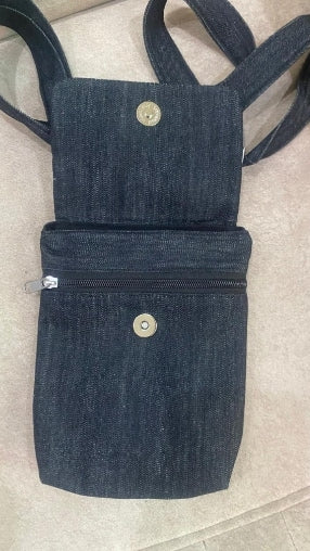 Yara Design Embroidered Tatreez Phone Bag - Denim Blue