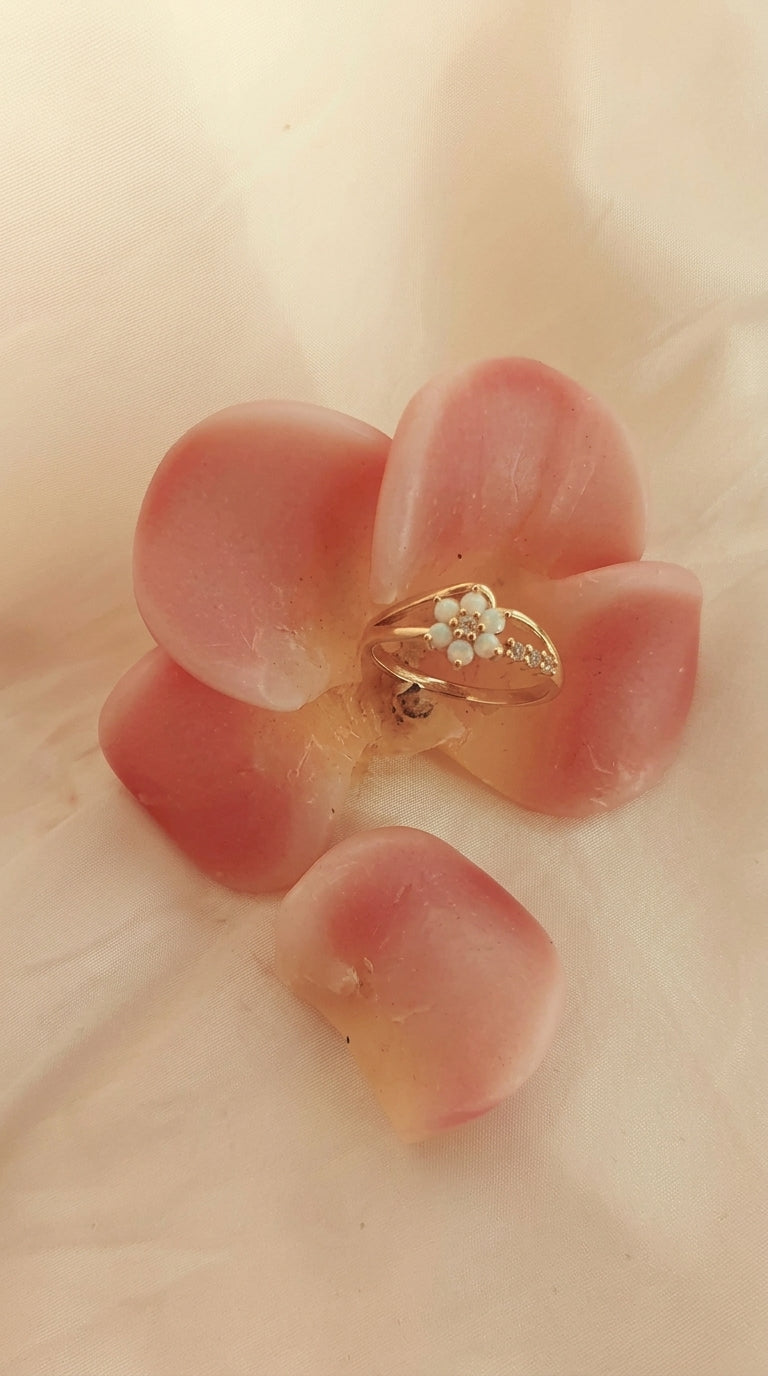 Silver Gold-Plated Natural Opal Ring