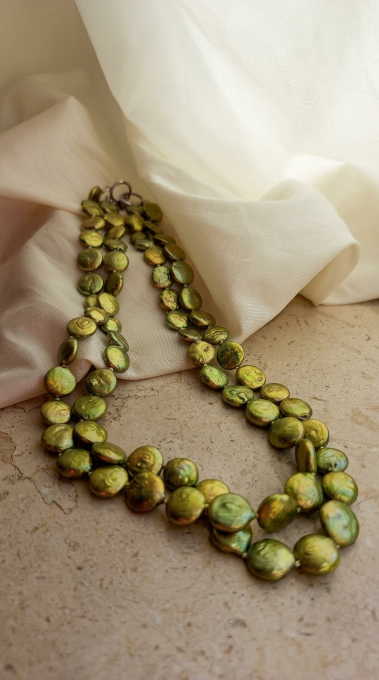 Green Baroque Pearl Necklace