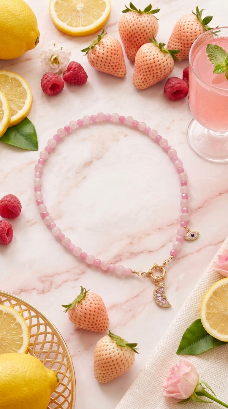 Rose Quartz Lemon Charm Necklace – The Pink Lemonade Collection