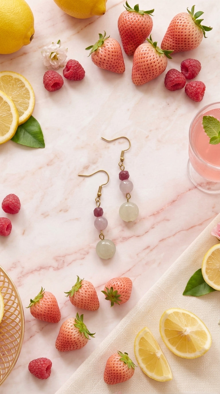 Rose Quartz & Cream Drop Earrings – The Pink Lemonade Collection