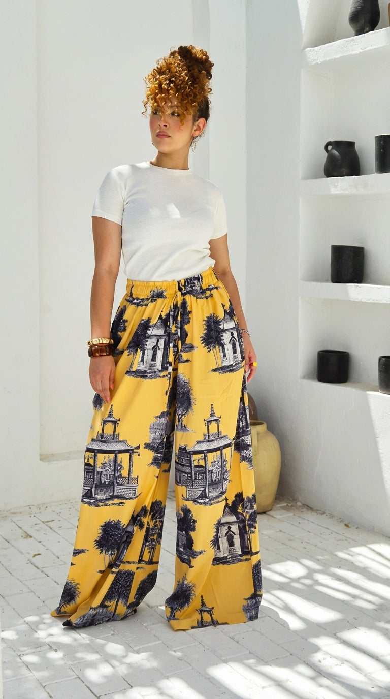 Colorful Wide-Leg Pants yellow