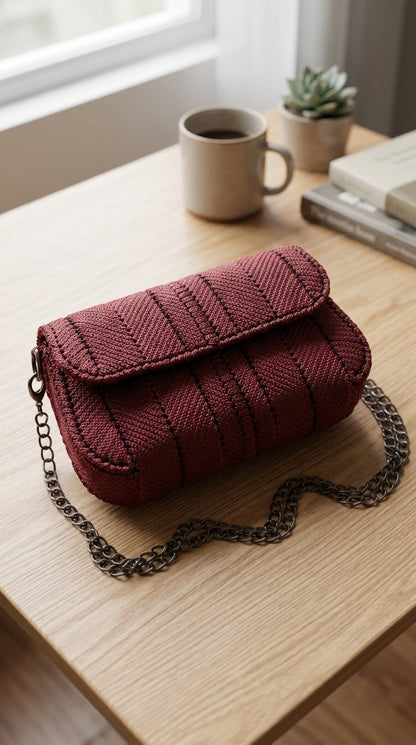 Handcrafted Maroon Elegant Handbag