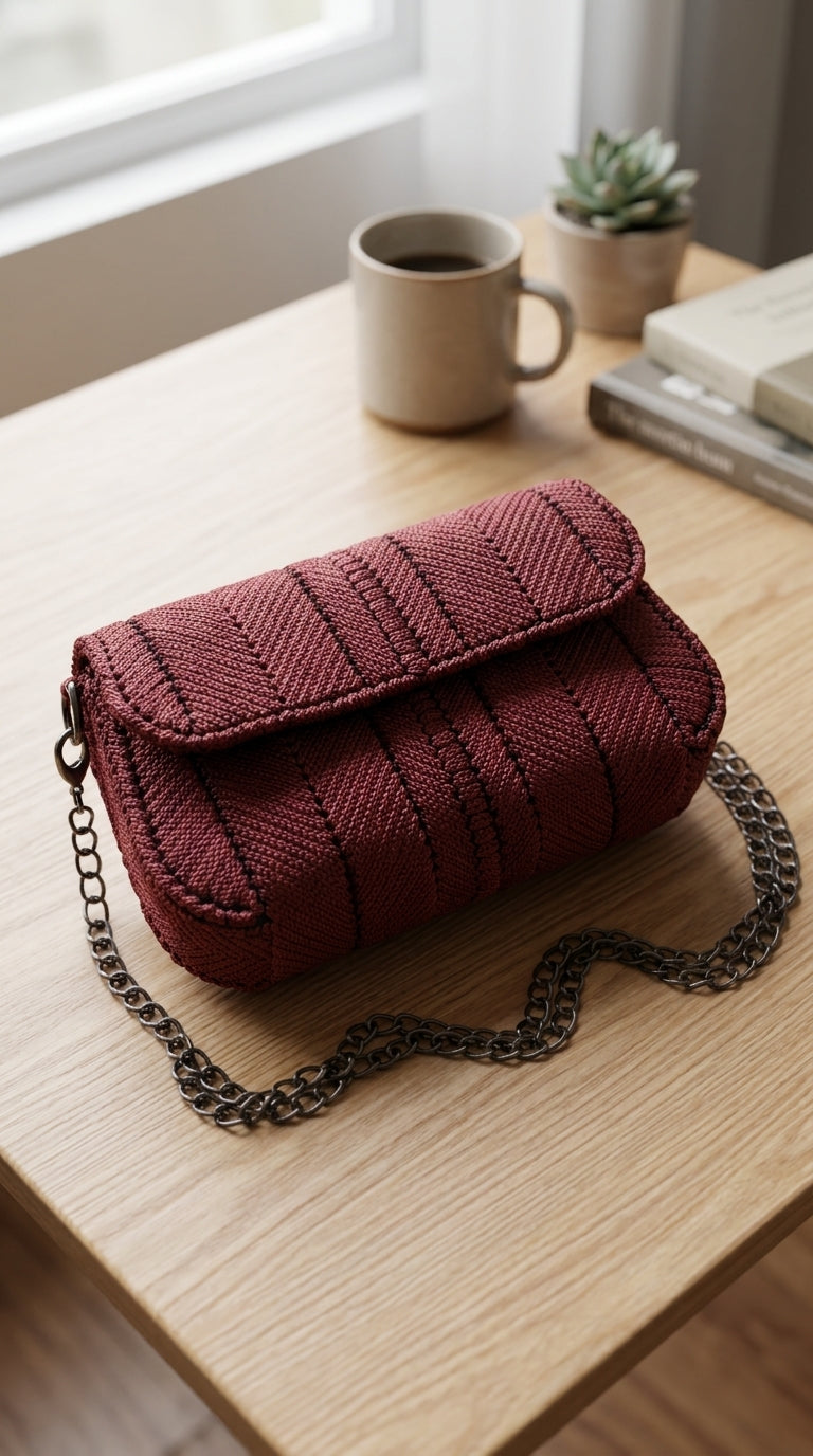 حقيبة يد أنيقة عنابية مصنوعة يدويًا – Khoyot bags
