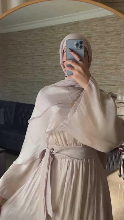 Draped Shawl Dress – Beige