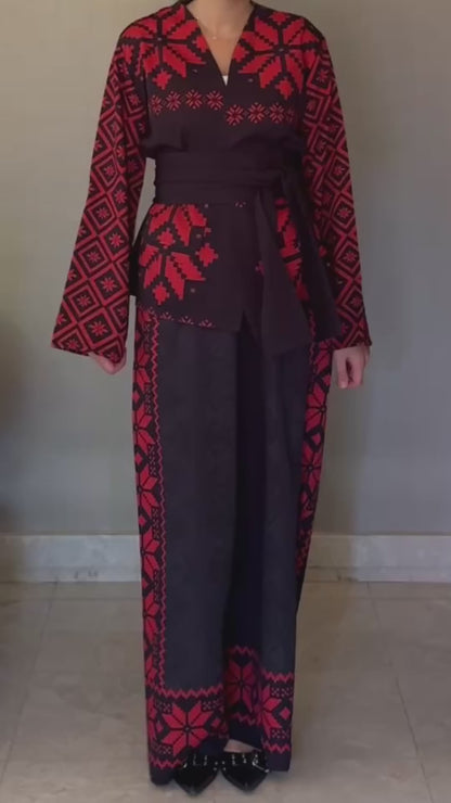 Geometric Knitted Kimono Set